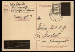 Germany 1945 French Zone Ueberlingen Locals Ganzsache Postal Cover 100788