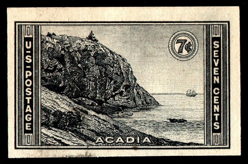 U.S. Scott #762: 1934 7¢ Acadia National Park imperf, Used, VF