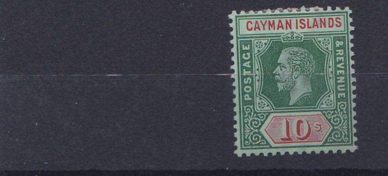 CAYMAN ISLANDS 1912 - 20  S G 52B  10/- DEEP GREEN  M H CAT £130