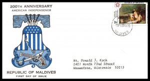 Maldive Islands 627 US Bicentennial Typed FDC