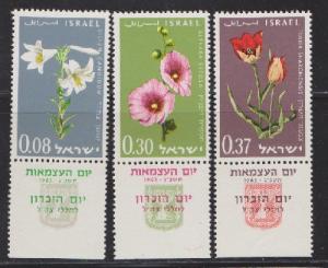 Israel #238 - 240 Flower MNH Singles with tab