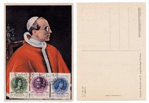 VATICAN CITY 1944 # 87-89 Pontification unposted FDC postcard