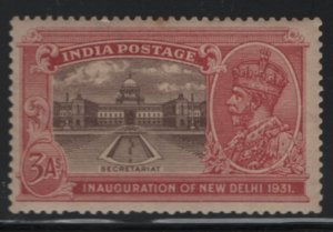 India 1931 MNH Sc 133 3a Parliament Building, KGV Variety