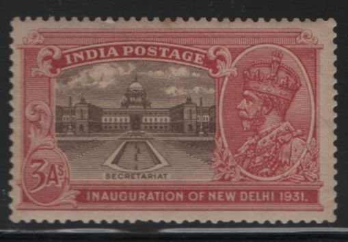 India 1931 MNH Sc 133 3a Parliament Building, KGV Variety