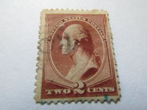 US Stamps, Scott # 210 Red Brown Used-Nice Center, 2c Washington 1883,