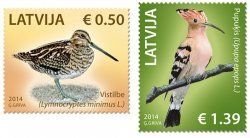 Latvia 2014 Birds Hoopoe and Jack snipe set of 2 stamps MNH