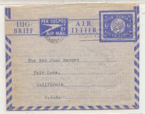 South Africa aerogramme aerogram AlS 7 to US (entier postal stationary afrique d