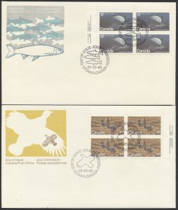 1980 #853-854 Set of Endangered Wildlife FDCs, Plate Blocks, CPC Cachets