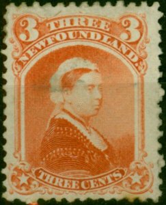 Newfoundland 1870 3c Vermilion SG36 Good MM