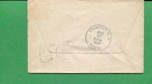 New Hampshire Cover- Chester 1908 W/ 4 Bar Cancel, Numeral Duplex On Back  S8516