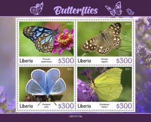 Liberia - 2021 Butterflies, Common Brimstone - 4 Stamp Sheet - LIB210113a 