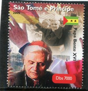 Sao Tome & Principe 2005 POPE BENEDICT XVI 1 value Perforated Mint (NH)