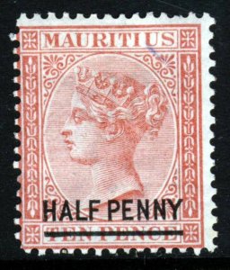 MAURITIUS QV 1877 Half Penny Surcharge on 10d. Rose SG 79 MINT