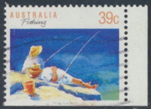 Australia SG 1179   Sc#  1109 Used Fishing  bottom right imperf see details  ...