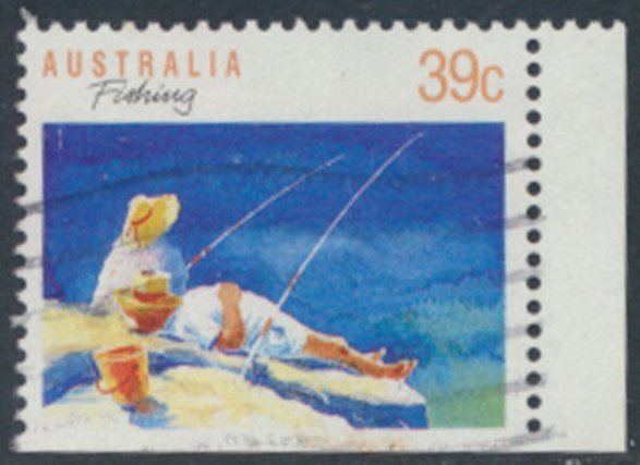 Australia SG 1179   Sc#  1109 Used Fishing  bottom right imperf see details  ...
