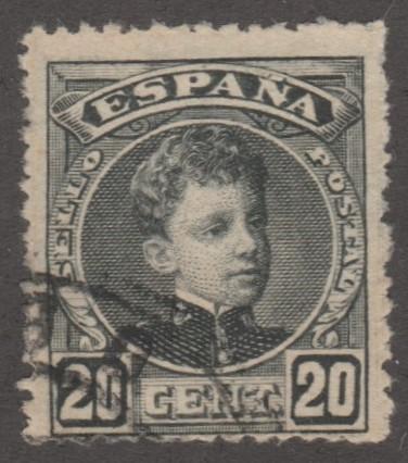 Spain stamp, used, Scott# 278, dark black/grey, 20 cent, #M419