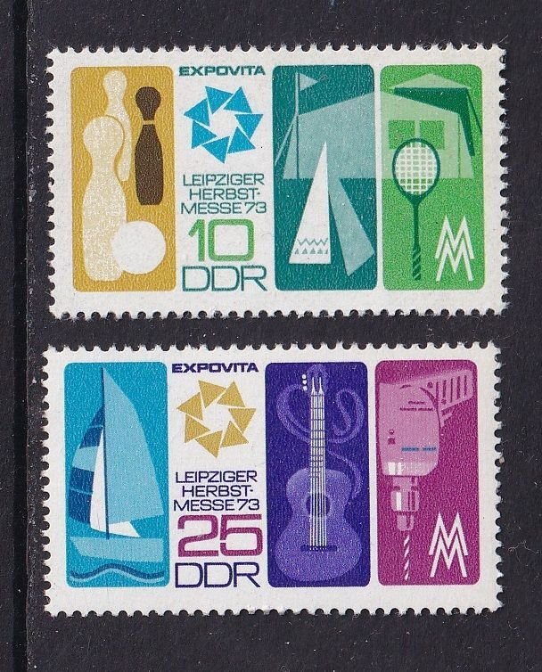 German Democratic Republic DDR  #1485-1486 MNH 1973 sailboat guitar drill sport