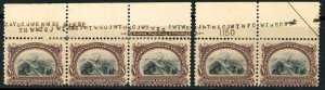 USAstamps Unused VF US 1901 Pan-American Plate Strip Scott 298 OG MHR SCV $800+