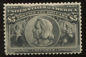 245 Columbian Hi Value Mint Stamp  with APEX Cert BZ1618