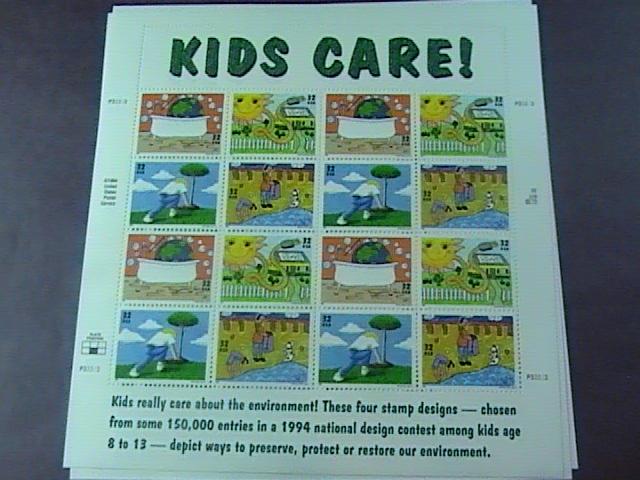 U.S.# 2951-2954(2954a)-MINT/NH--EARTH DAY/ KIDS CARE-- PANE OF 16---1995