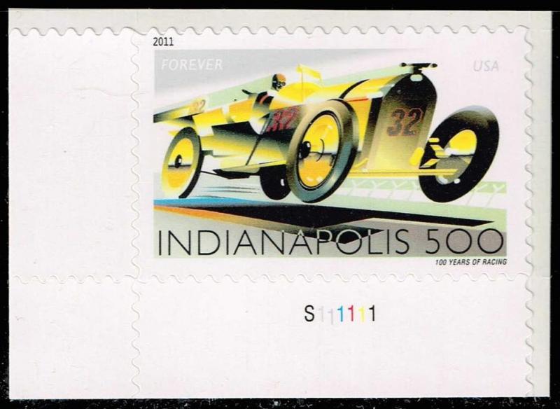 US #4530 Indianapolis 500 Cent.; MNH Plate # Single (0.95)