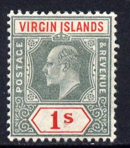 British Virgin Islands 1904 KE7 MCA 1s green & scarle...