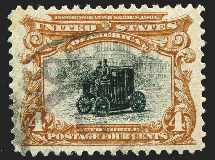 US STAMPS #296 4¢ Electric Car Used XF