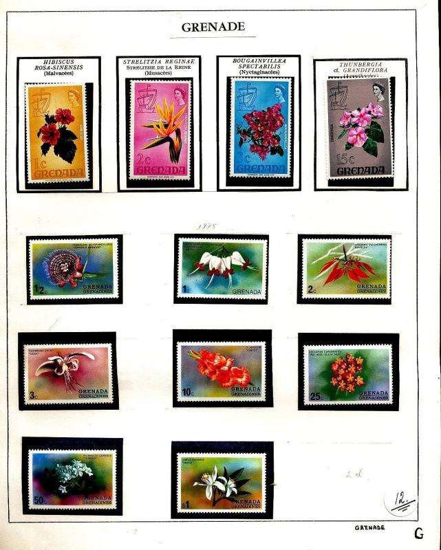 Grenada Grenadines Flowers Sheets M&U (50+Items) Au12747