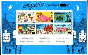 Anguilla #270a, Complete Set, S/S Only, 1976, Chirstmas, Art, Never Hinged