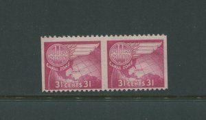 Canal Zone C25a Airmail Imperf Vertical Mint Pair of 2 Stamps NH PF Cert