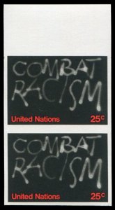 United Nations #288, 1977 25c Combat Racism, imperf. top margin vertical pair...