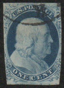 USA #7 VF, town cancel, fresh color! Retail $135