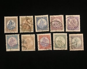 Hungary Scott 378 to 387 ( 1921- 1925 ) complete used set of 10