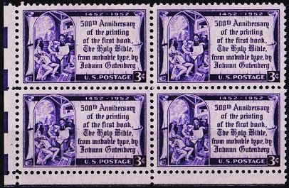 U.S.A. 1952 3c(Block of 4)(Mounted top right) S.G.1011 Unmounted Mint