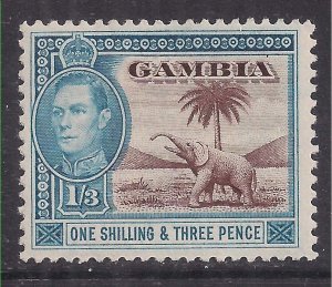 Gambia 1946 KGV1 1/-3d Elephant by tree MM SG 156a ( J623 )