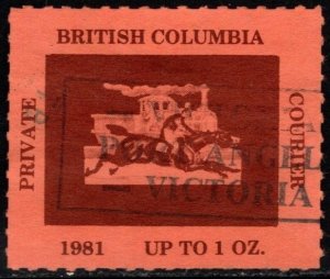 1981 British Columbia Private Courier Up to 1 Oz. Used Port Angeles Cancellation