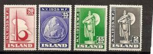 ICELAND 213-16 Mint OG 1939 New York World's Fair CV $75.50