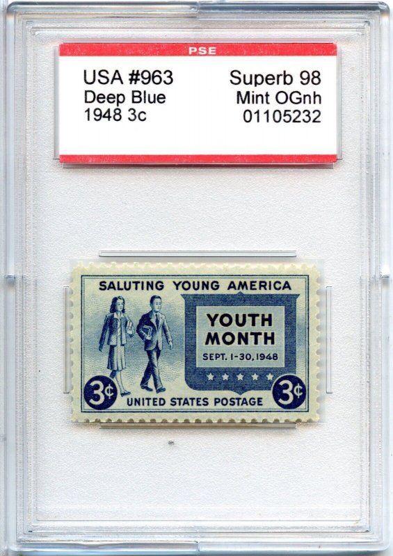 US SCOTT #963 MINT-SUPERB-OG-NH GRADED 98 PSE SLAB SMQ $55 (7/24/24 GP)