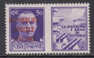 ITALY RSI  War Prop. cv 1200$ Sass 33E Orange/red overprint SIGNED Gazzi +Biondi