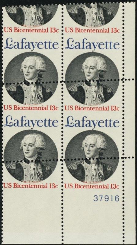 1716, HUGE Misperforated ERROR 13¢ Plate Block of Four Stamps - Stuart Katz