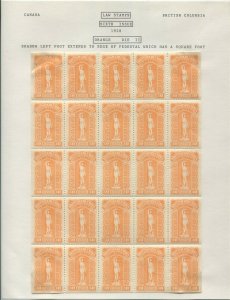 CANADA REVENUE BCL29 MINT BRITISH COLUMBIA LAW STAMP SHEET OF 25