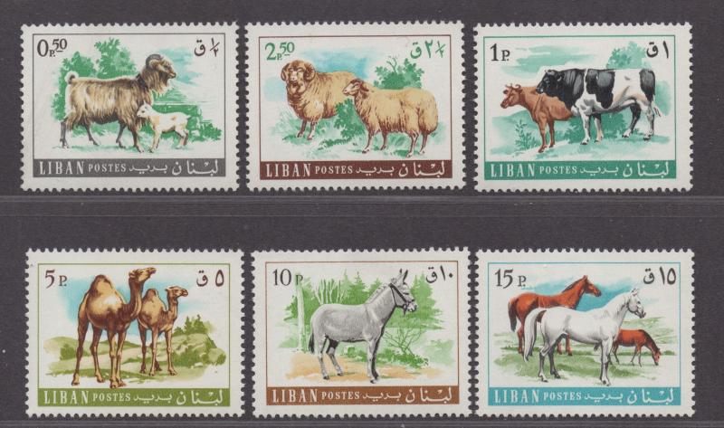 **Lebanon, SC# 453-458 MNH VF Complete Animal Set, CV $34.00