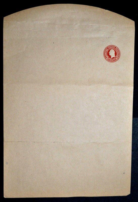 1916 US Sc. #W433 stamped wrapper, 2 cent mint, folded, good shape 