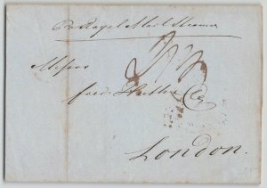 Mexico 1837 Veracruz to London Per Royal Mail Steamer Stampless Folded Cover