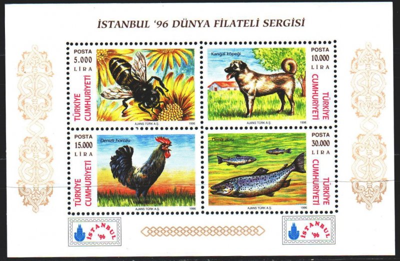 Turkey. 1996. bl30. Pets, dogs, bees. MNH. 