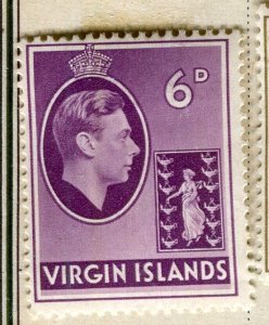 VIRGIN ISLANDS; 1938 early GVI Pictorial fine Mint hinged 6d. value