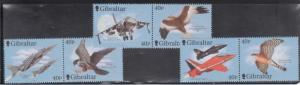 Gibraltar 887-89 Fighter Aircraft and Raptor Birds Mint NH