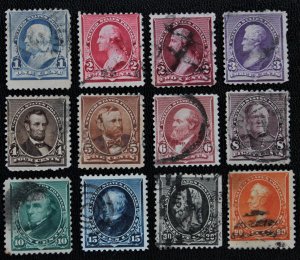 US #219-229 COMPLETE SET OF 12 USED 1890-93 Cap on Left 2