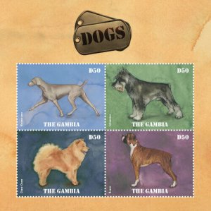 Gambia 2014 - Dogs - Sheet of 4 stamps - Scott #3580 - MNH