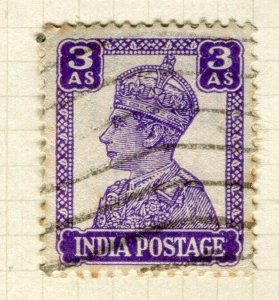 INDIA; 1938 early GVI portrait issue fine used 3a. value